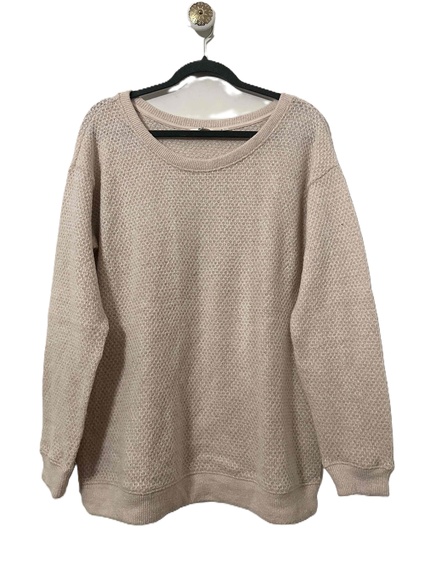 Uniqlo Round Neck Sweater Unisex Size Large Pink Wool Pullover, Long Sleeve - Picture 3 of 8